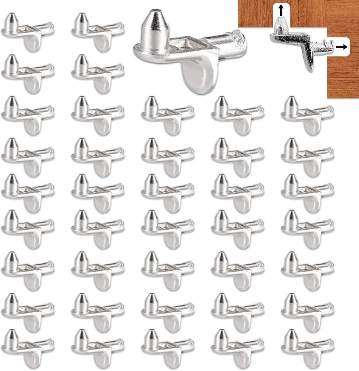 40 stuks Plankdragers 5 mm - Onopvallende inlegplankhouders voor kasten en meubels