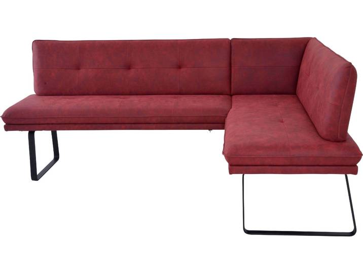 Eckbank K+W KOMFORT & WOHNEN, rot (bordeaux), B:207cm H:87cm T:157cm, Sitzbänke, Eckbank, Polstereckbank in Spitzkissenoptik, Sitz und Rücken gesteppt