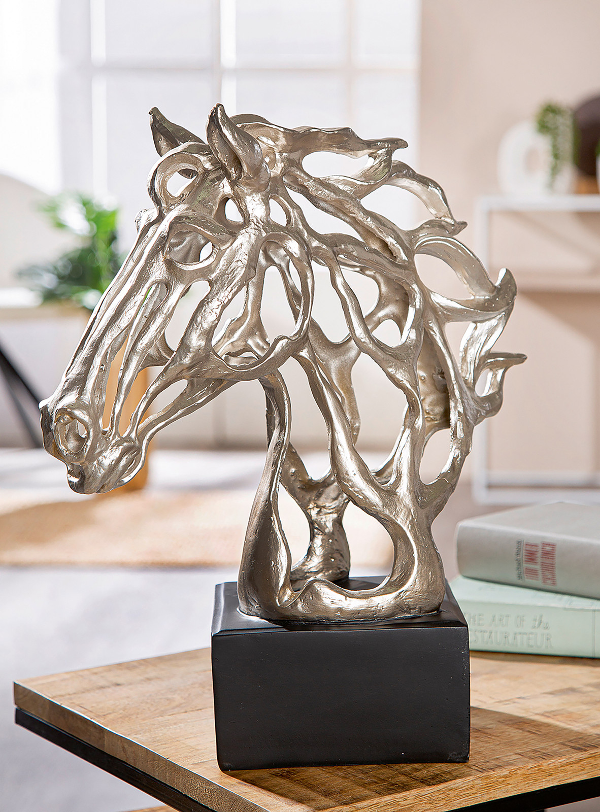 home24 Sculptuur Cheval Dierentuin Zilver B: 31 cm, D: 39 cm, H: 15 cm