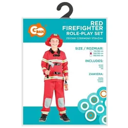 GoDan Rotes Feuerwehrmannkostüm für Kinder, Grösse 130/140 cm (140)