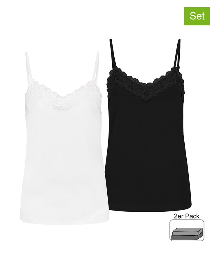 Sublevel 2er-Set: Tops in Schwarz/ Weiß - M