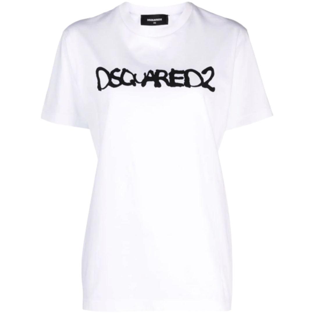 Dsquared2 Graffiti Spray Logo Wit T-shirt