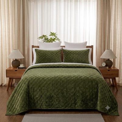 Say Yes Bedding Zera & Velvet Coverlet Set 7 pcs - Olive Green