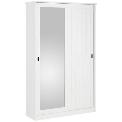 Garderobenschrank HOME AFFAIRE "Nekso", weiß, B:114cm H:180cm T:38,5cm, Schränke, Garderobenschrank, mit Spiegel, Breite 114 cm, aus MDF oder Massivholz, FSC