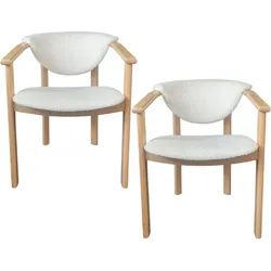 ESSZIMMERSTUHL KALLA 2er Set in Creme Boucle, massives Buchenholz 58/60/74 cm