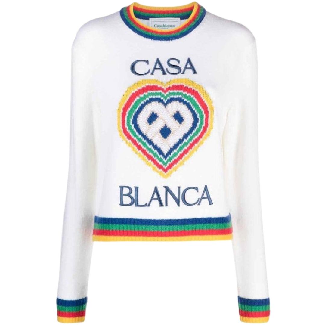 Casablanca Heart Casa Brand Trui Wit Gebreid