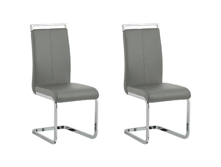 STUHL 2er-Set Kunstleder Grau Greedin