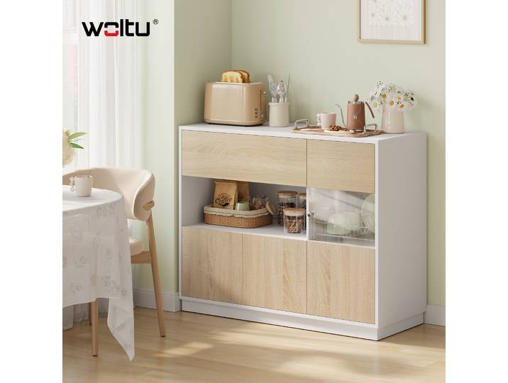 WOLTU Meuble de salon moderne, buffet 100x80x40cm, commode avec espace de rangement, porte en bois pour chambre à coucher, couloir