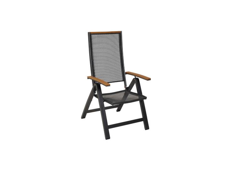 Gardenson Gartenklappsessel Itanos, Graphitfarben, Naturfarben, Metall, Kunststoff, A-Form, 59.5x115x71 cm, klappbar, Gartenmöbel, Balkonmöbel, Balkonstühle