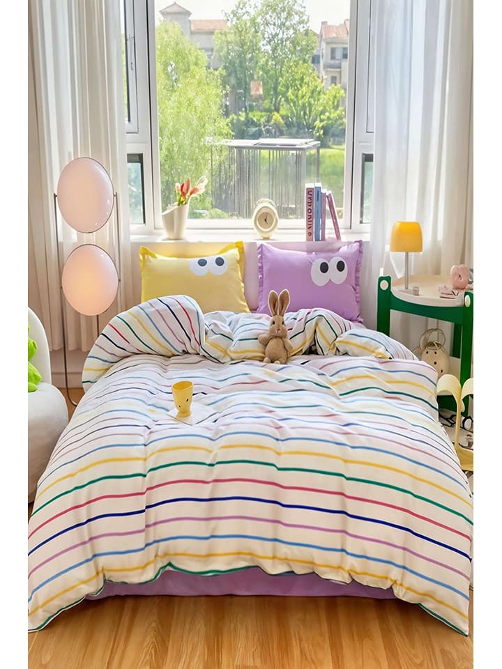 Colourful Cotton Bettwäsche-Set "Funny" in Weiß/ Bunt - 240x220 cm