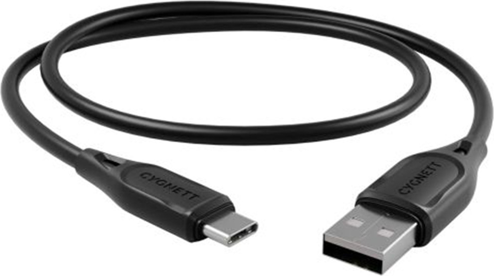 Cygnett Essentials USB-C naar USB-A oplaadkabel 60W 3A, 1 meter, zwart