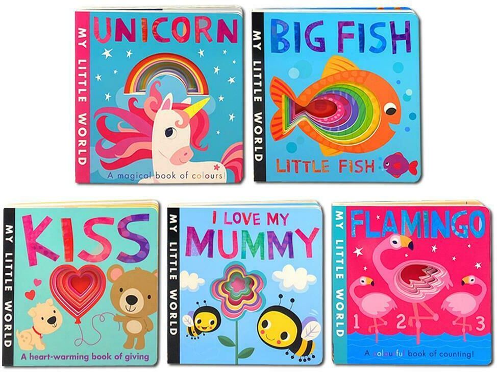 Little Tiger Press My Little World Peek Through 5 Book Box Set – Big Fish, Flamingo, Unicorn & Baby Picture Books Collection