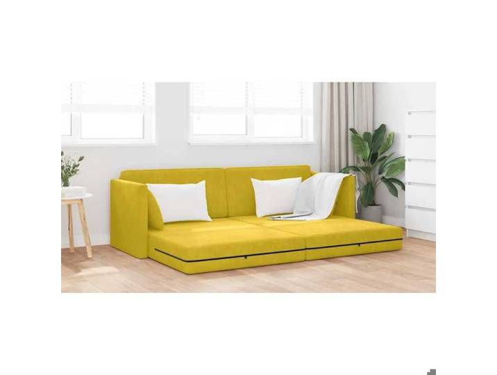 Jaune SOFA Convertible - Moderne - Canapé-lit - au sol - 200cm Jaune Velours C971