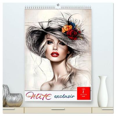 Hüte exclusiv (hochwertiger Premium Wandkalender 2026 DIN A2 hoch), Kunstdruck in Hochglanz