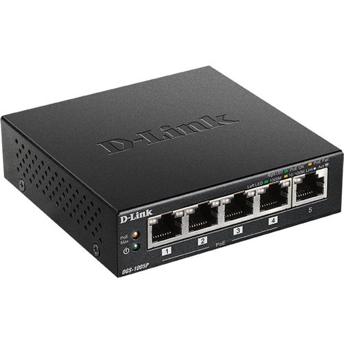 D-Link DGS-1005P/E 5-Port Desktop PoE+ Switch