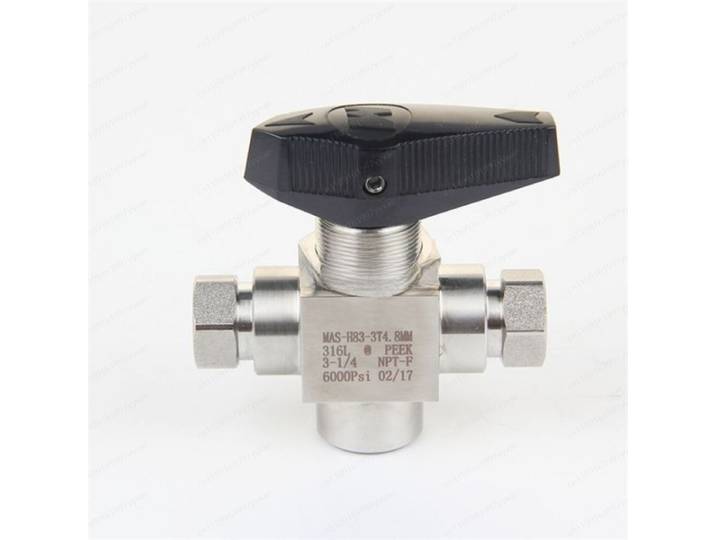 Vanne à bille à trois voies en acier inoxydable 304, vanne haute pression 83F, vanne à bille haute pression pour station-service