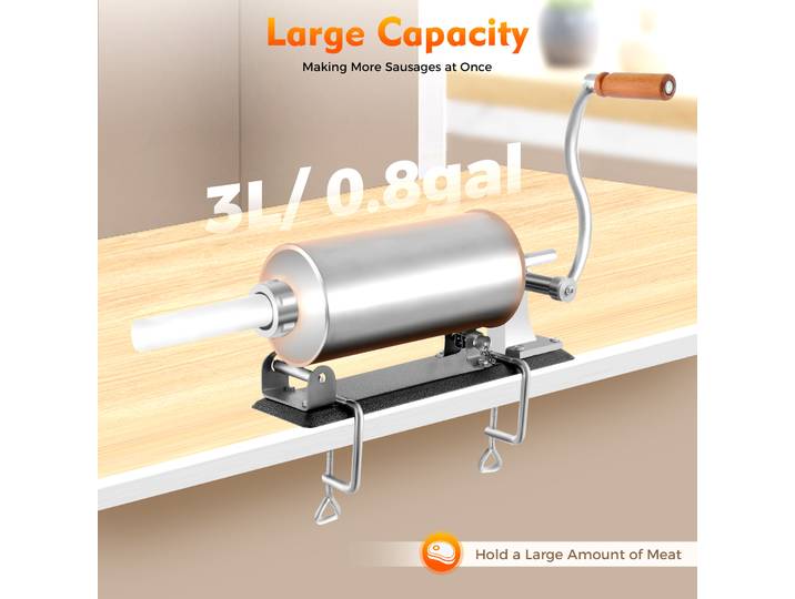 Machine manuelle de fabrication de saucisses en acier inoxydable 3L, remplisseur de saucisses à manivelle, 4 Tubes de remplissage, usage domestique et commercial
