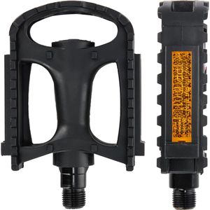 Fischer-MTS Fahrradpedale 85836, 9/16 Zoll, für Mountainbike, Bärentatze, rutschfest, Kunststoff, schwarz, Reflektoren