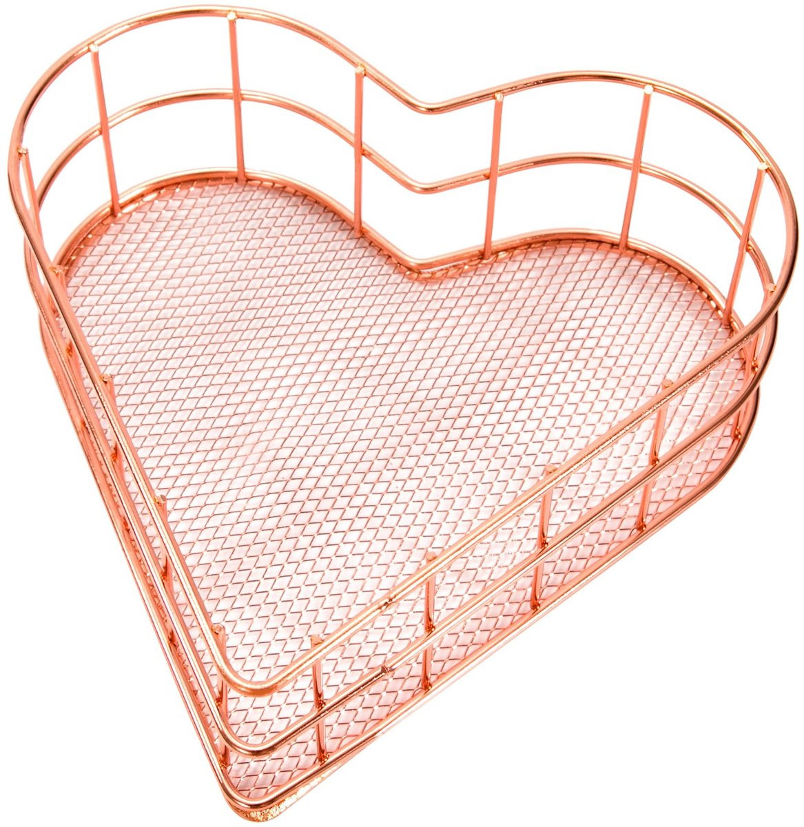 Dailygoods Hartvormige Opbergmand van Draadgaas in Roségoud