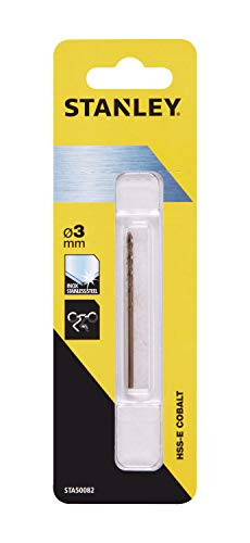Stanley STA50082-QZ HSS-E Kobalt high-tech metaalboor, 3 mm boordiameter, zwart/geel