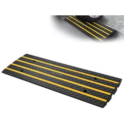 VEVOR Gummi-Bordsteinrampe, 15 Tonnen Tragkraft, 66 mm Anstieg, Auffahrtsrampe mit gelben Reflektorstreifen, Schwellenrampe geeignet für Laderampe, Lager, Garage, Gehweg (1 Stück)