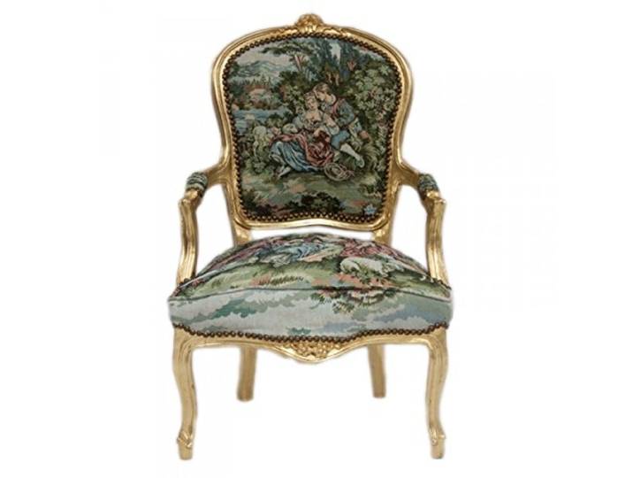 Casa Padrino Barock Salon Stuhl Gobelin/Gold