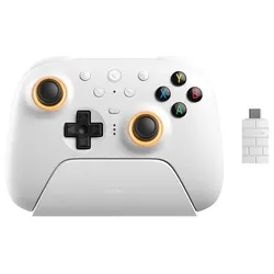 8BitDo Ultimate 2 Bluetooth Controller, Hall Effekt TMR-Sticks, Fire Ring, 2,4G, USB-C - Farbe: Weiß
