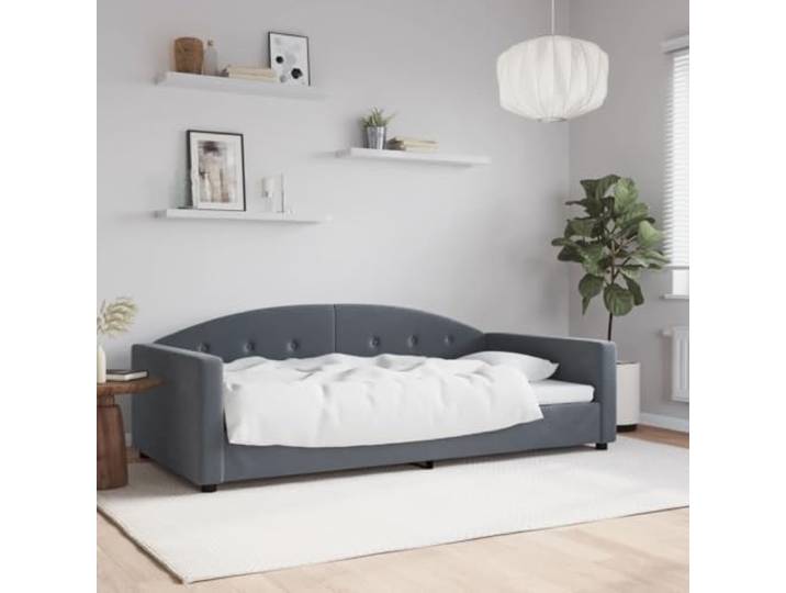 RJPLMFV Ruhebett, Dunkelgrau, 100 x 200 cm, Velours Schlafsofa, 2-in-1, Rahmen aus Metall und Holz, gepolsterte Rückenlehne, ohne Matratze