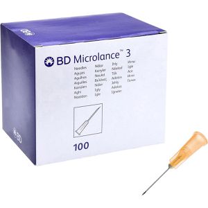 BD Kanülen Microlance 3, 100 Stück, 25G x 0,625 Zoll, orange, sterile Injektionskanüle