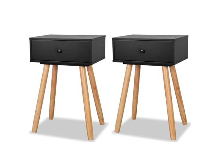 fsahslih Nachttisch 2er Set Retro Beistelltisch Kiefernholz 40x30x61 cm Vielseitiges 2er Set Nachtkonsolen mit Schublade fuer Schlafzimmer und Wohnzimmer, aus massivem Kiefernholz und MDF.