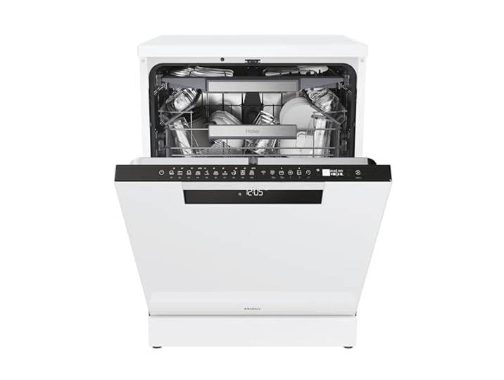 Haier Geschirrspüler I-PRO SHINE Serie 3 XF 5C4M1W 15 Maßgedecke, Breite 60 cm, AutoDoor, PowerWash, 3. Oberkorb für Besteck, Vollwasserschutz, Weiß