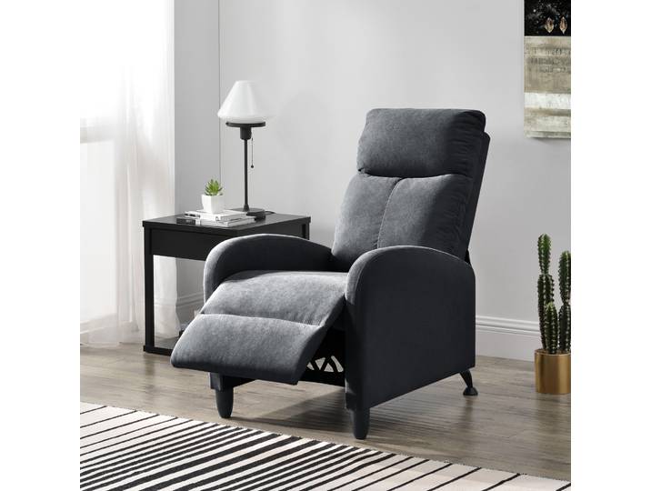 Polstersessel Bregenz Relaxsessel Relaxliege 102x60x92 cm Liegesessel Fernsehsessel Sessel mit verstellbarer Rückenlehne TV Sessel aus Textil Dunkelgrau [en.casa]