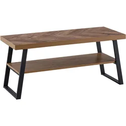 FineBuy, Sitzbank, Schuhbank 100 cm Garderobenbank Eiche Fischgrät Dekor Flur Schuhregal (40 cm)