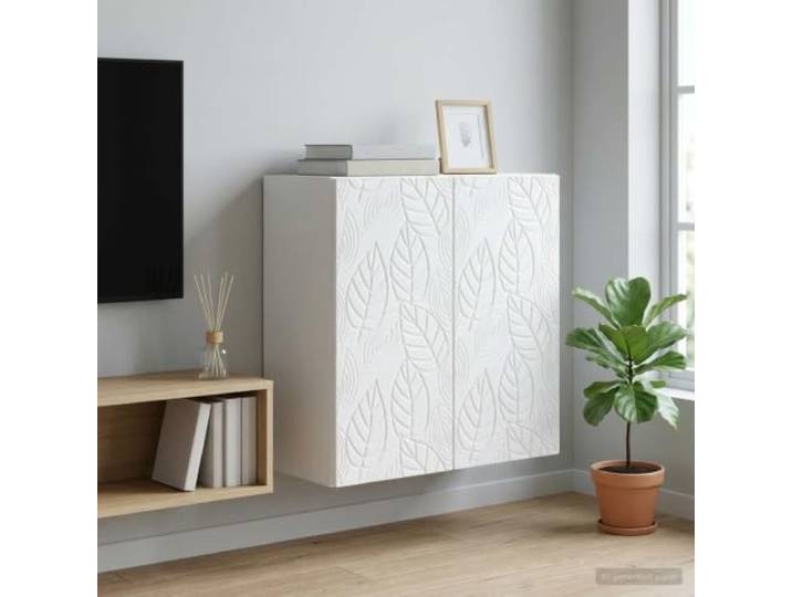 KGHFDVB Wandschrank Weiß 59 x 31 x 60 cm Holzwerkstoff Wandmontiert, 90° Pendeltüren, Holzbretter, Platzsparend, Leicht zu reinigen
