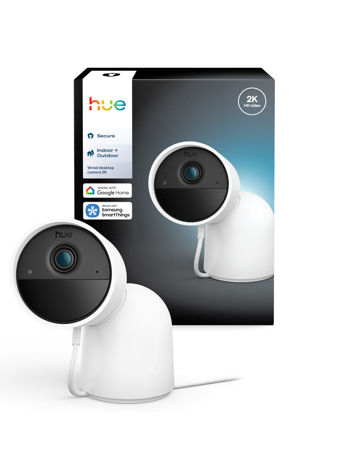 Philips Hue Secure 2K wired camera with desktop stand - white