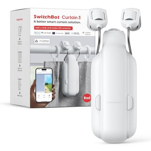 SwitchBot Slimme Gordijnopener Curtain 3 (Rod) - Wit - Bluetooth Bediening met App en Timer