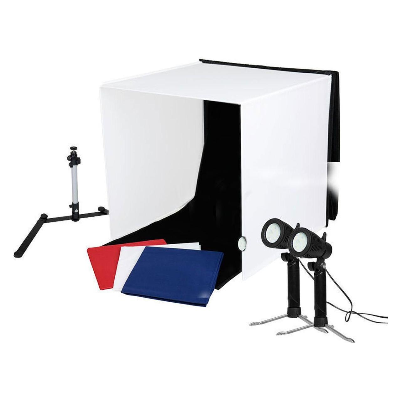 Caruba Tragbares Fotostudio 50x50x50cm mit Separaten LED Lampen (Aufnahmebox) (D125992)
