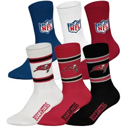 NFL Unisex Socken, 6er Pack - NFL Teams, 6Pack Crew Socks, Football, Logo, Baumwollmischung Tampa Bay Buccaneers/Mix / 43-46