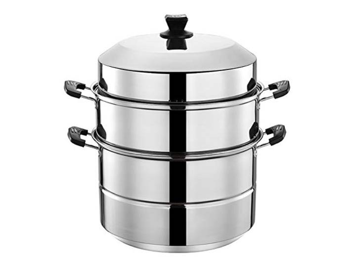 201 Edelstahl-Dampfer/Suppentopf 2-Schicht-Haushalt mit Steamer 30-40cm verdickte geeignet for Gasherd/Induktionsherd geeignet for 5-12 Personen(40cm)