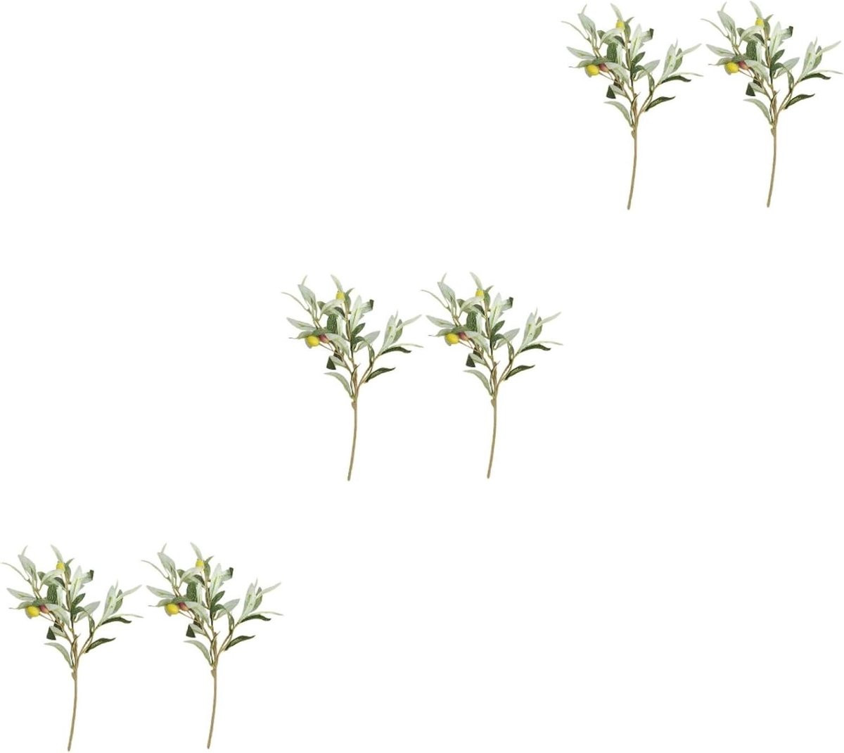 Set van 6 realistische kunst olijftakken voor decoratie - Groen