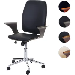 Bürostuhl HWC-C54, Chefsessel Drehstuhl, Bugholz Kunstleder ~ grau, Bezug schwarz