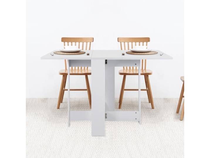 Table à Manger - Style Contemporain - Blanc - Table pliante - 4 personnes