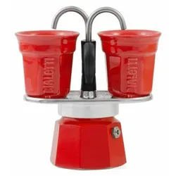 Bialetti Mini Express Kaffeemaschine rot 2tz + 2 Tassen