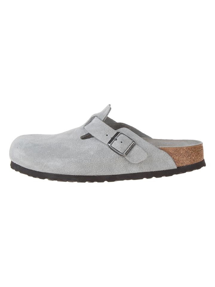 Birkenstock Leder-Clogs in Grau - 36