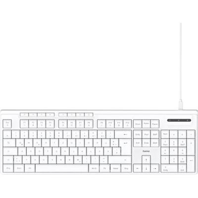 hama 00173053 USB-Tastatur 'CK-200', kabelgebunden, 8 Media-Tasten, Weiß, QWERTZ DE
