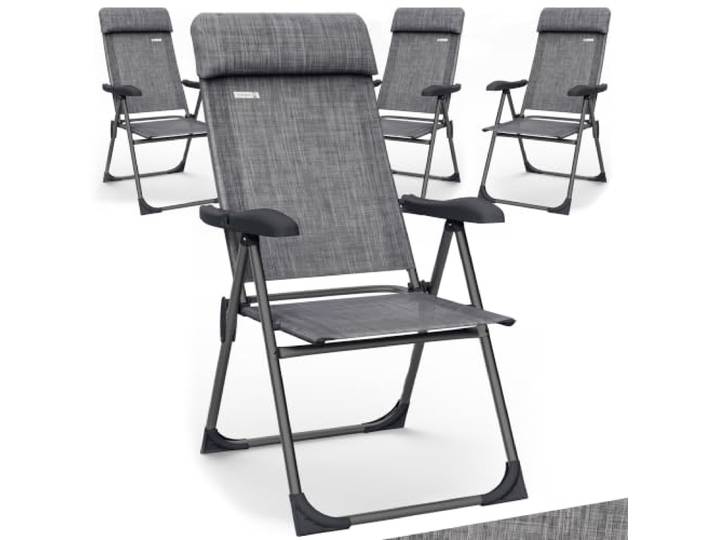 CASARIA Tuinstoelen Set van 4 Opvouwbare Campingstoelen Aluminium Grijs