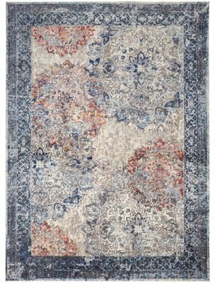 Grand Bazaar Bellini Vintage Bohemian Rug, Blue/Rust/Gray, Area Rug