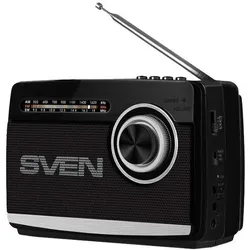 Sven Funkgerät Lautsprecher SRP-535, schwarz (3W, FM/AM/SW, USB, microSD, Taschenlampe, Batterie) (AM, FM), Radio, Schwarz
