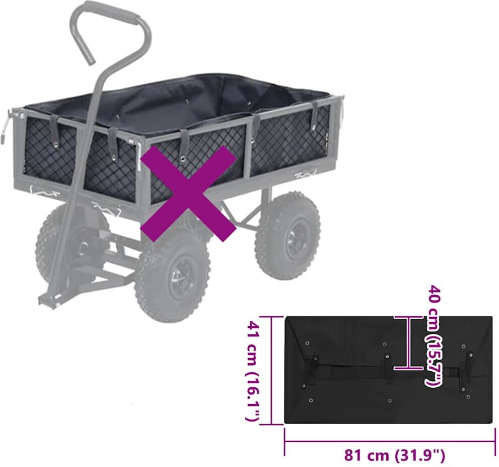 vidaXL Bâche de chariot de jardin Noir 81x41x40 cm Tissu