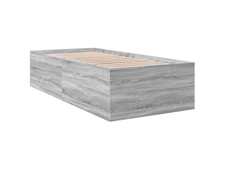 KTHLBRH Bettgestell mit Boden, Grau, Zement, 80 x 200 cm Technisches Holz, feste Latten, 140 kg Tragkraft, modernes Design für Zimmer